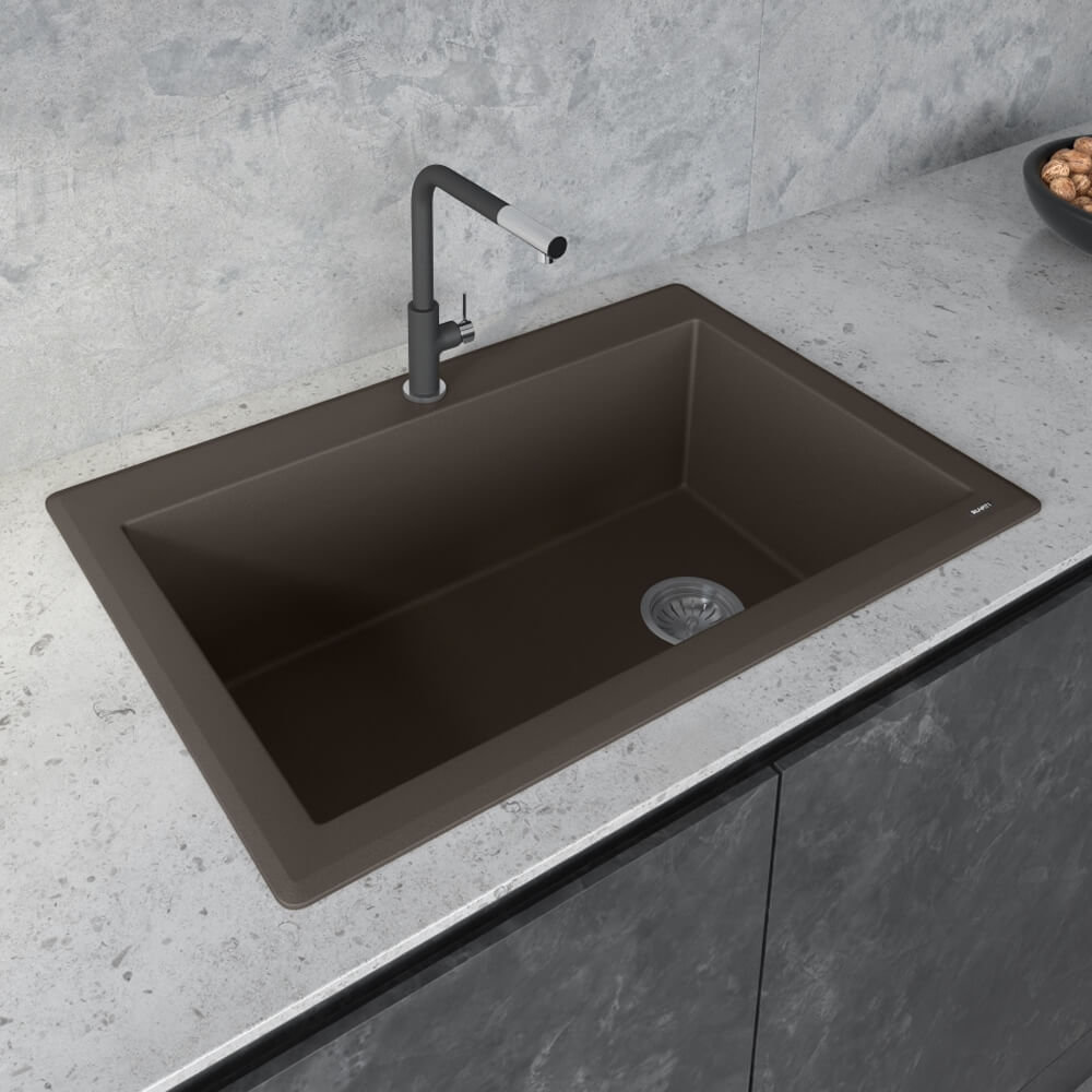 Ruvati 33 x 22 inch epiGranite Drop-in Topmount Granite Composite Quartz Single Bowl Kitchen Sink Ruvati 