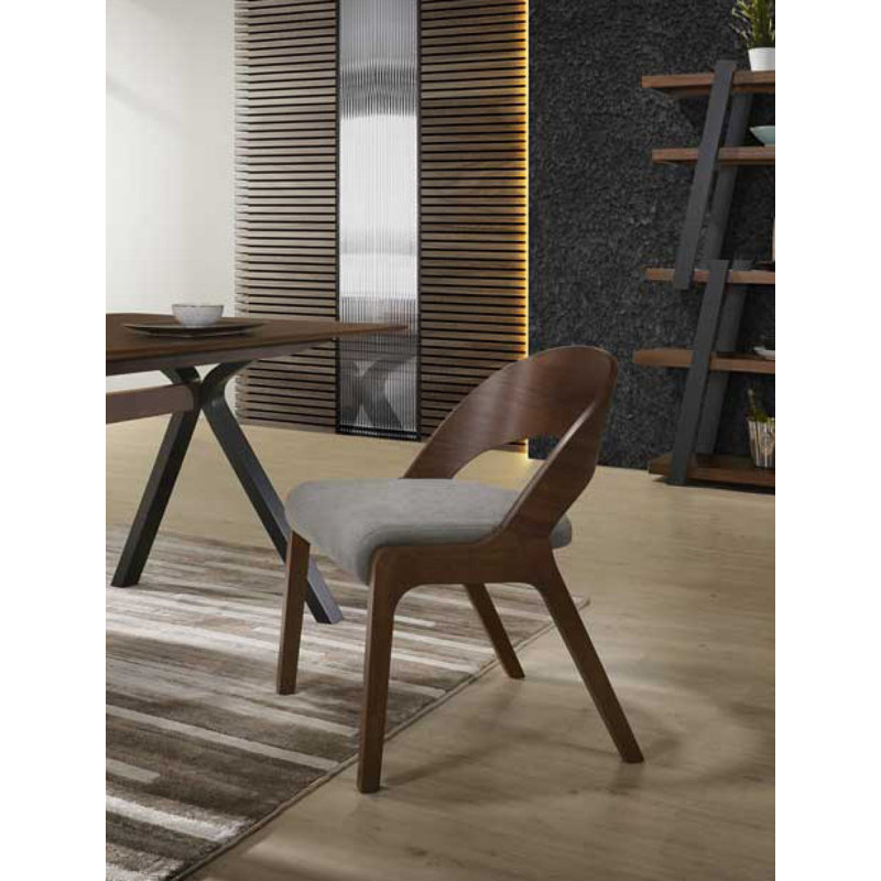 Ensemble de deux chaises de salle à manger modernes en tissu noyer gris