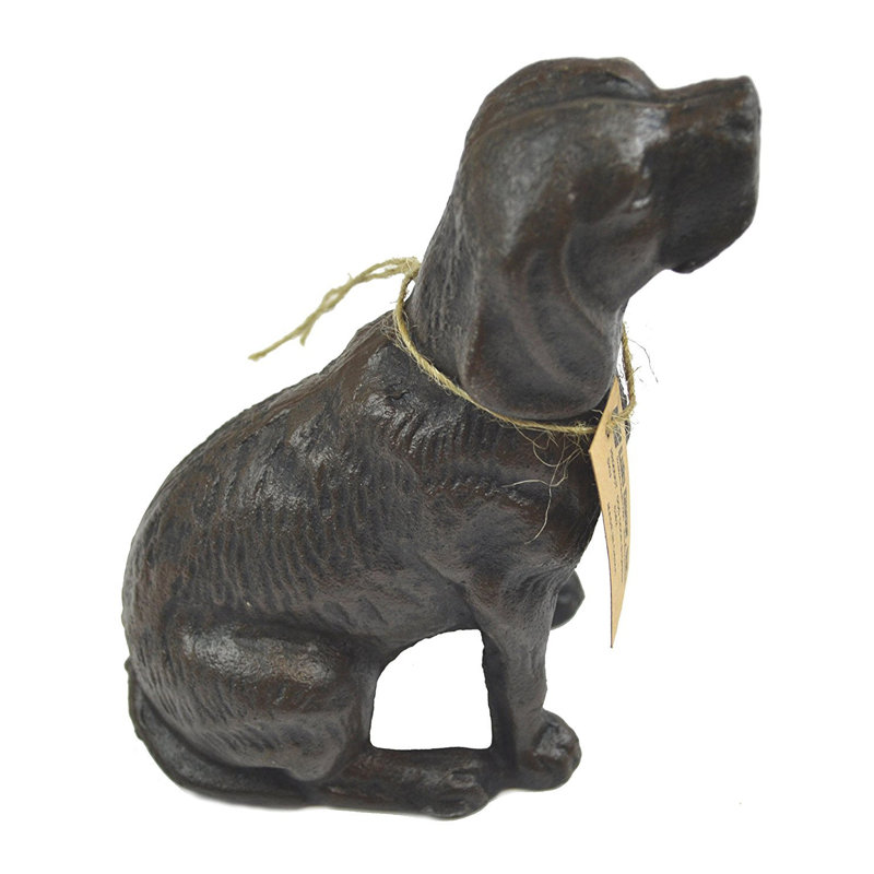 Bouchon de porte de chien antique en fonte noire (4 lb) - Statue de chien décorative et sculpture pour arrêt de porte