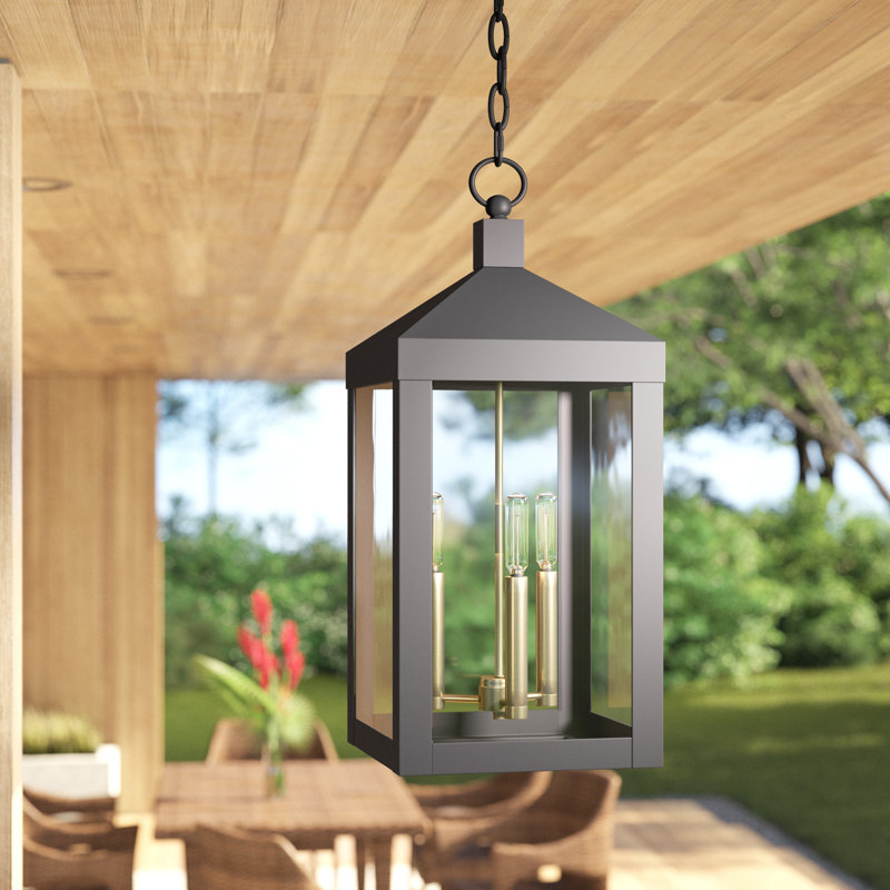 Lanterne suspendue d'extérieur à 3 lumières Inniss, Bronze, H 24 po x l 10,5 po x P 10,5 po