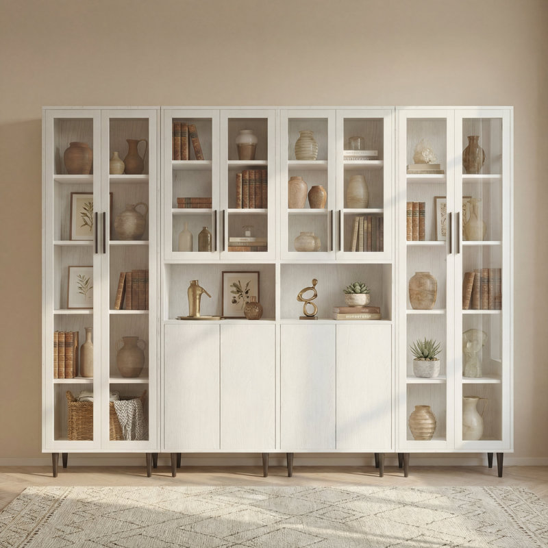 Bibliothèque de rangement en verre Wilma, Blanc