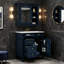 Ensemble de meuble-lavabo autoportant 30 po avec lavabo supérieur et armoire à miroir (2 tiroirs + 1 basculant + lavabo à trois trous 32 mm)
