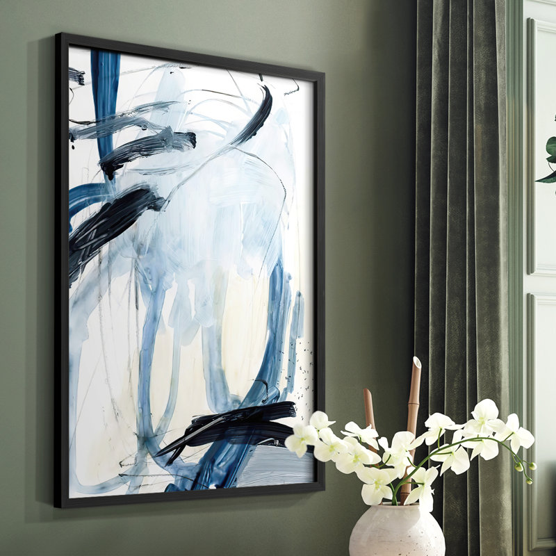 Indigo Swash II, reproduction encadrée - bois massif, Noir, H 28 po x l 22 po