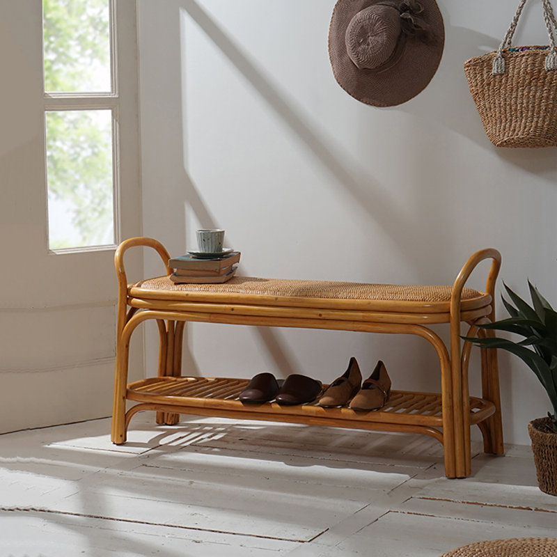 31.5in Rattan Weaving Shoe Bench