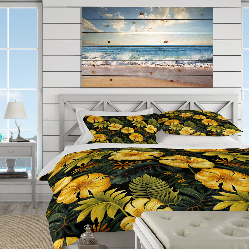 Monstera Magic Tropical Pattern - Ensemble de housse de couette tropical, Housse de couette simple + 1 taie décorative stan