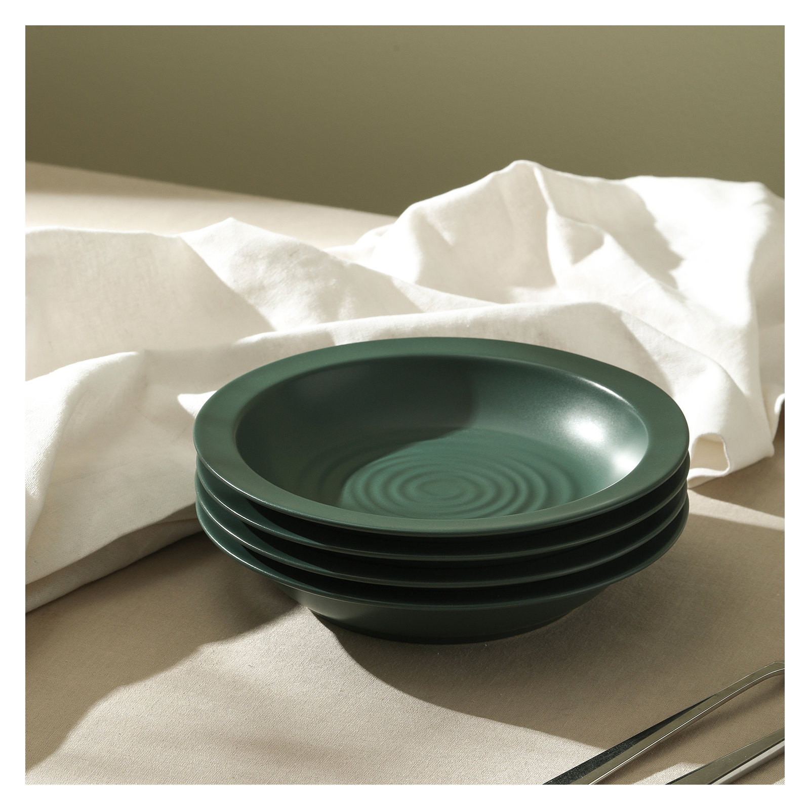 Stone Lain Orbit 12-Piece Dinnerware Set Stoneware, Green