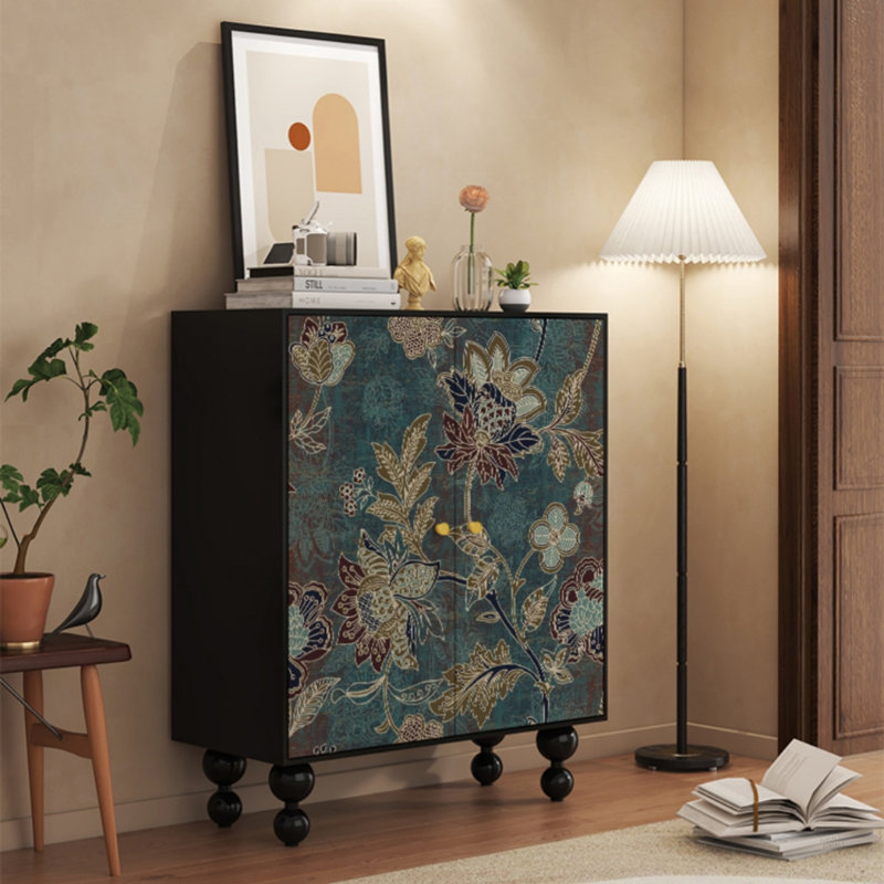 Armoire d'appoint en bois massif French Vintage Home, Noir