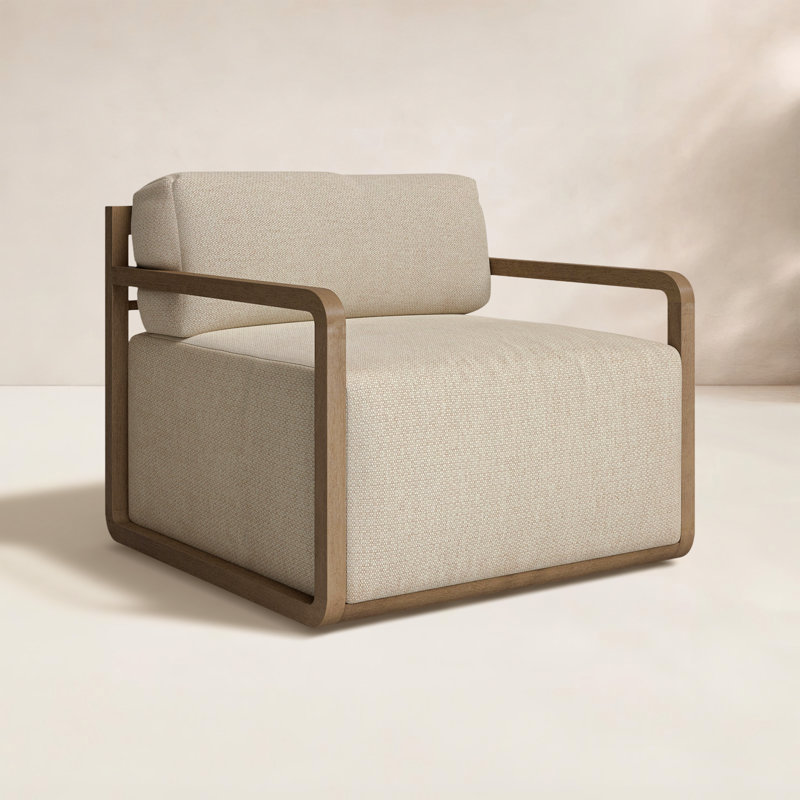 Stroud Outdoor Teak Swivel Lounge Chair, Faye Sand
