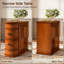 Table de bout vintage en bois avec 2 tiroirs, sans assemblage-2071839423