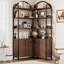 Bibliothèque d'angle en L à 6 niveaux, 188 cm de hauteur, avec portes et étagères ouvertes, style industriel rustique en bois et métal, pieds réglables et système anti-basculement, idéale pour le bureau ou le salon, couleur marron.