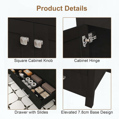 Armoire de meuble-lavabo moderne 42 po seulement avec armoire multifonctionnelle à fermeture en douceur et tiroir simple
