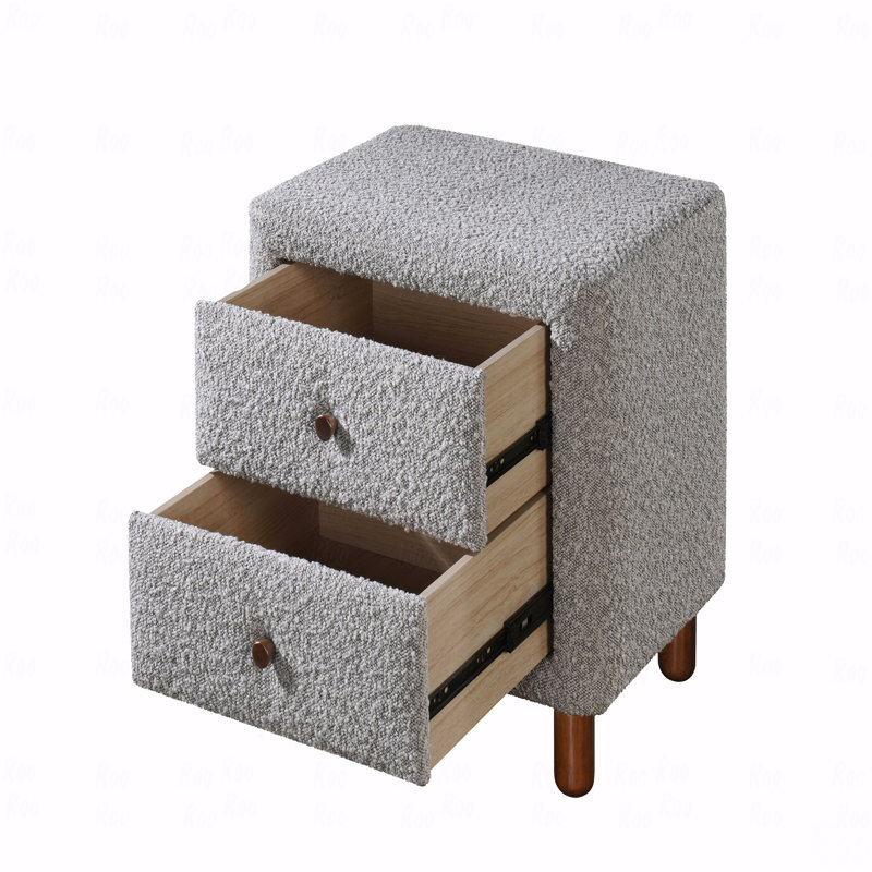 Gray Boucle Nightstand