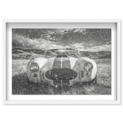 Serpent dans l'herbe, impression encadrée sous verre, motif de transport avec reflets de poussière de diamant, par Oliver Gal