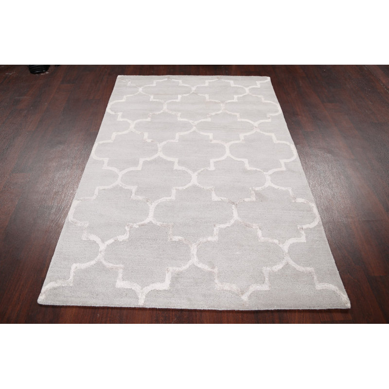 Tapis gris en laine / soie touffeté à la main Clarice