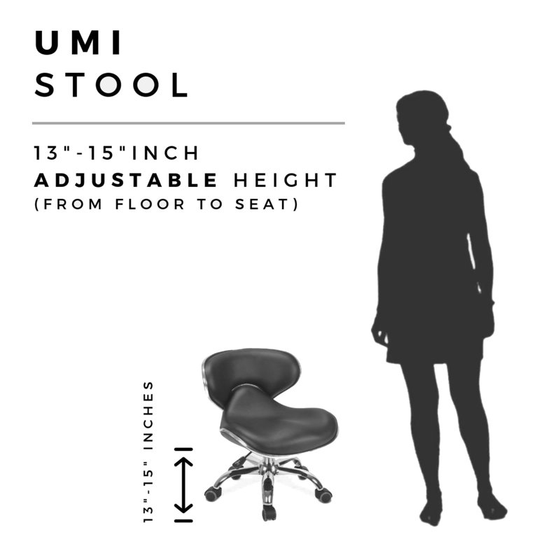 Waimes Backed Adjustable Height Ergonomic Lab Stool, Black