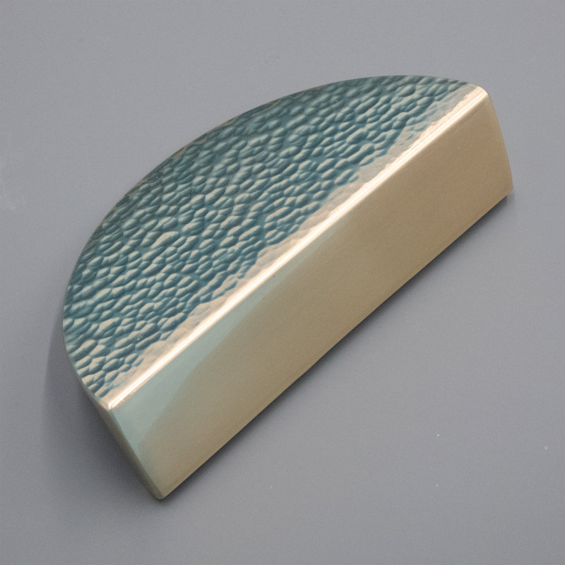 Modern Hammered Brass Half Moon Cabinet Pull