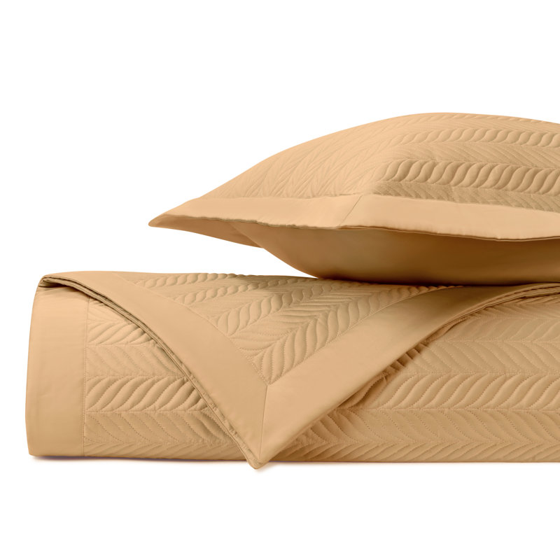 Egyptian Certified Cotton Coverlet Set, Gold, Queen Coverlet + 2 Standard Shams