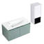 Armoire de salle de bain moderne 36 po avec lavabo en résine et compartiment latéral / blanc, fermeture en douceur, évier en contreplaqué