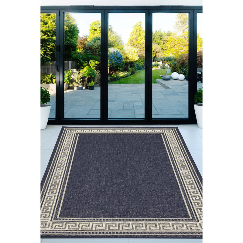 GEL GREEK KEY NAVY 160/230cm, Rectangle 160 x 225 cm