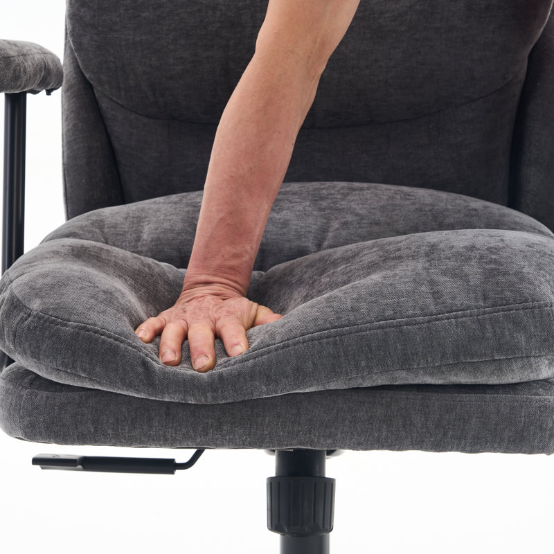 Chaise de bureau ergonomique en suède, dossier réglable, pour bureau à domicile, Gris