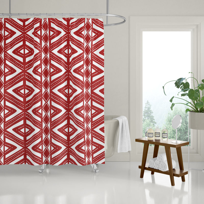 Rideau de douche, Rouge / blanc