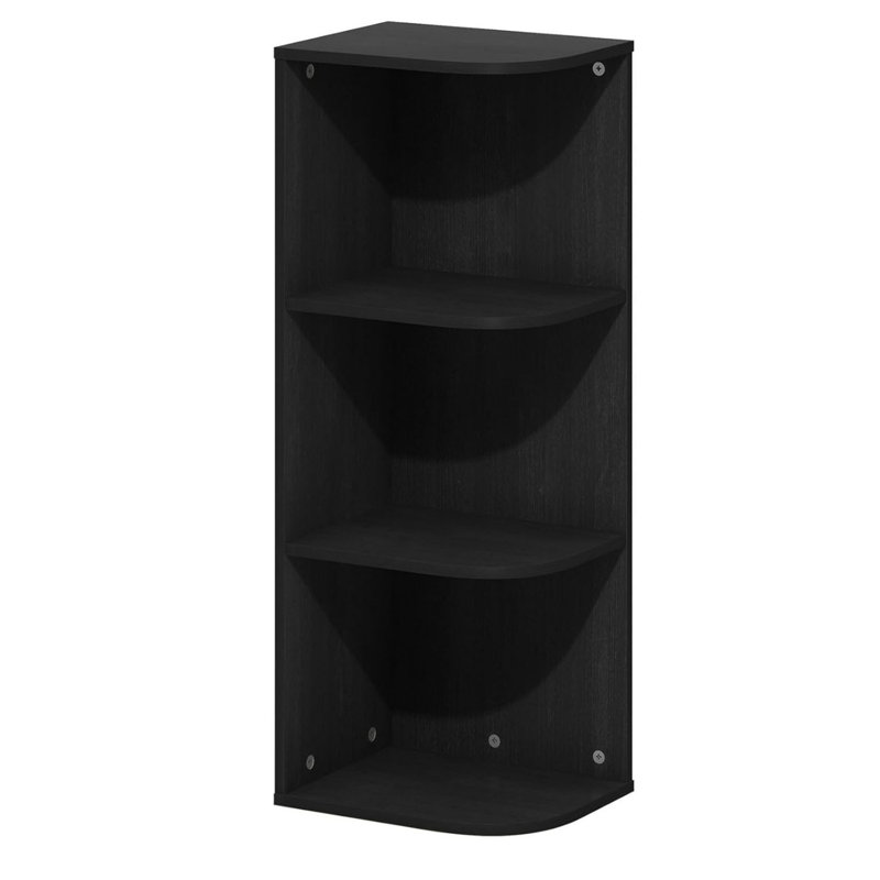 Cresta Corner Bookcase, (3 Shelves) 31.5" H x 12.01" W x 9.3" D, Black