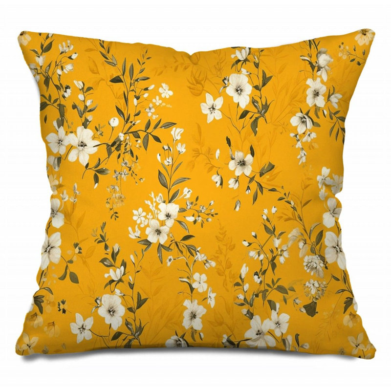 Floral Throw Pillow, Nature  Pillows, 18"H x 18"W