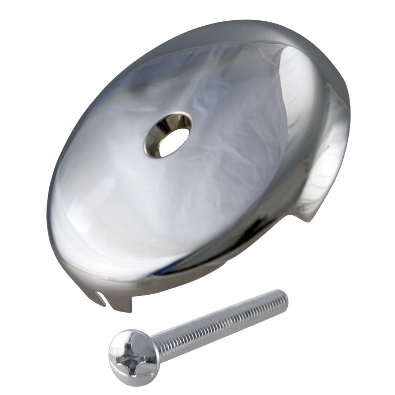 3-1/8" One-Hole Bathtub Overflow Faceplate and Screw, Polished Chrome