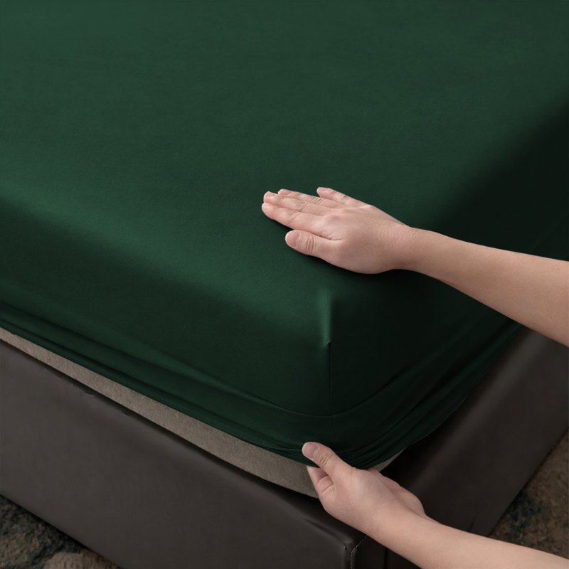 Aspire Homeware Premium 25cm Deep Fitted Sheet for Stylish and Comfortable Bedding, Single (3'), Emerald