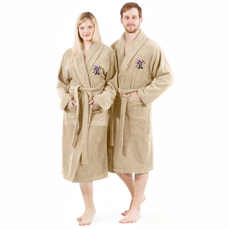 Peignoir brodé en coton unisexe The Holiday Aisle®, TG, Beige