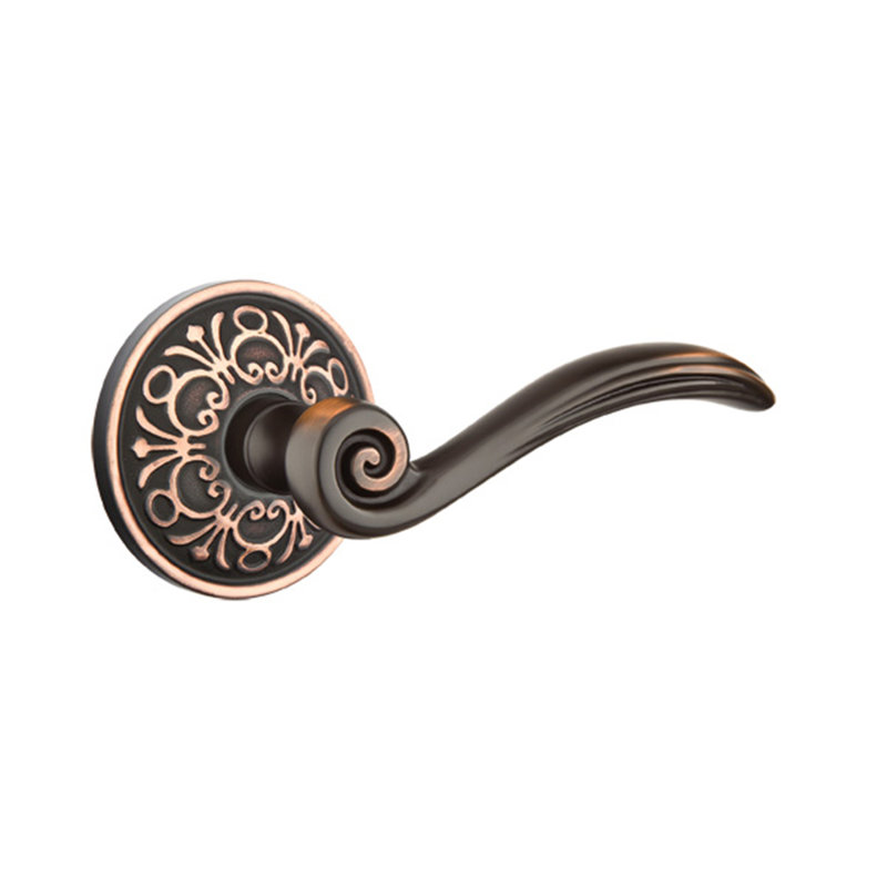 Poignée de porte avec rosette Elan, Droite, Bronze huilé