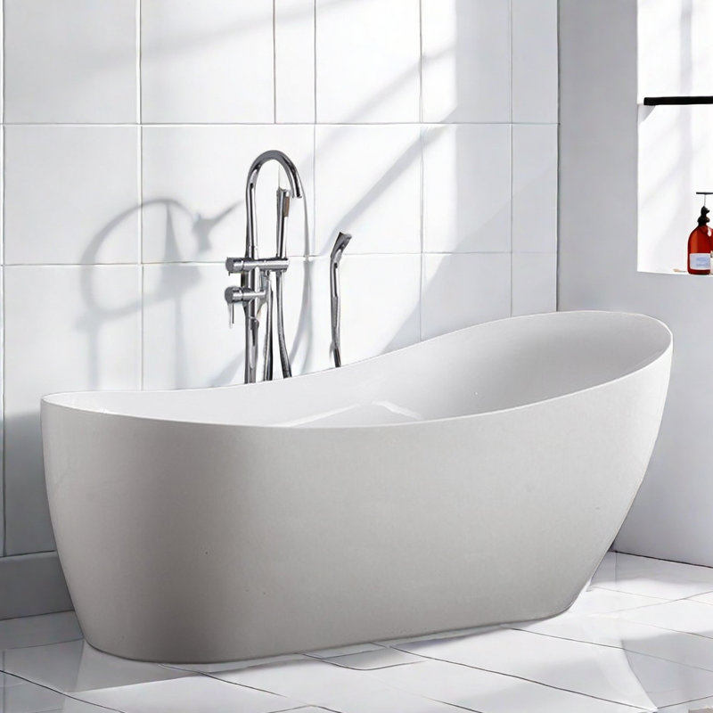 Simple Modern Acrylic Bathtub 62.99'' W 23.62'' H Tub & Shower Kit