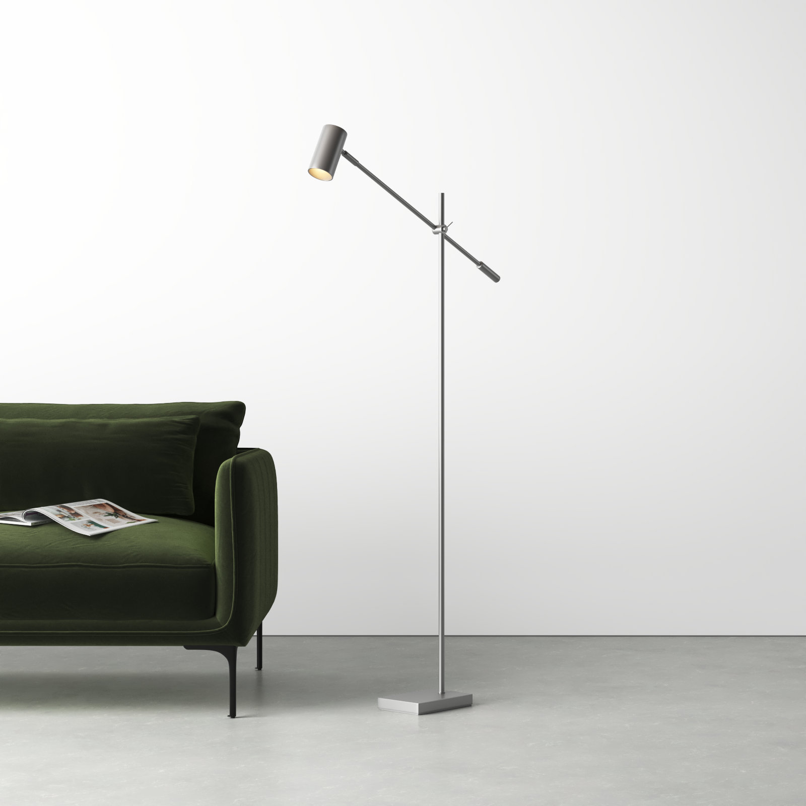 Flemings 63'' Dimmable LED Floor Lamp, Brushed Steel