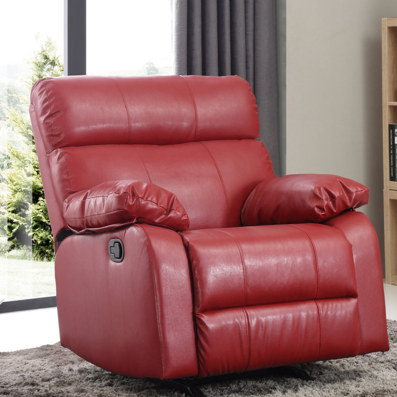 Furniture Manny G533-RC Rocker Recliner, Red Faux Leather