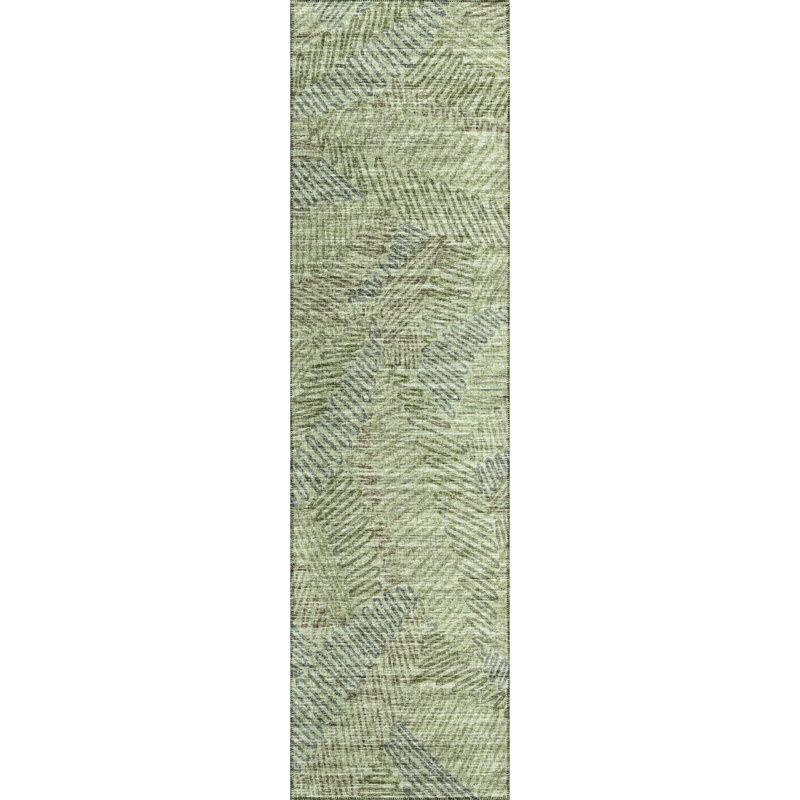Chenille Washable Abstract Indoor / Outdoor Rug, Runner 2'3" x 7'6"