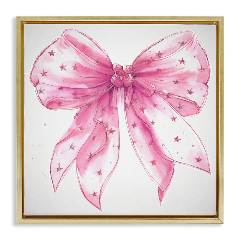 "Fabulous Pink Bow", encadrée par Ramona Murdock, Cadre flottant métallique doré, H 25 po x l 25 po