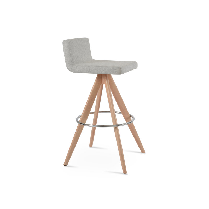 Tabouret pivotant Dallas Pyramid, Laine argentée, Tabouret de comptoir (siège d'une hauteur de 24,5, Naturel