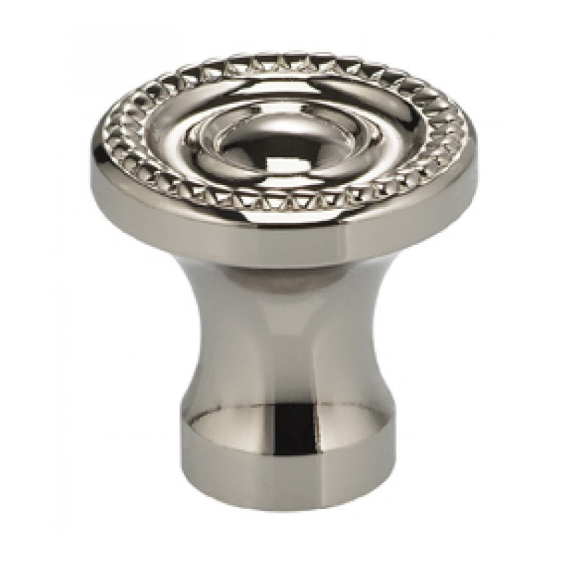 Poignée champignon de diamètre 1 1/2 po Classic & Modern, Nickel poli plaqué, H 1,625 po x l 1,625 po x P 1,44 po
