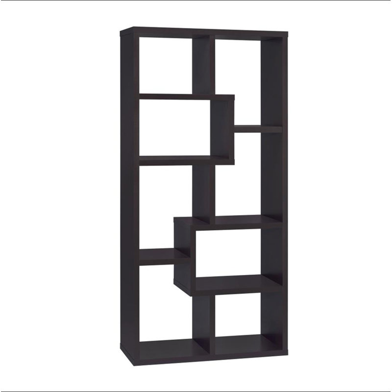 Bibliothèque rectangulaire vieillie à 10 tablettes, Noir