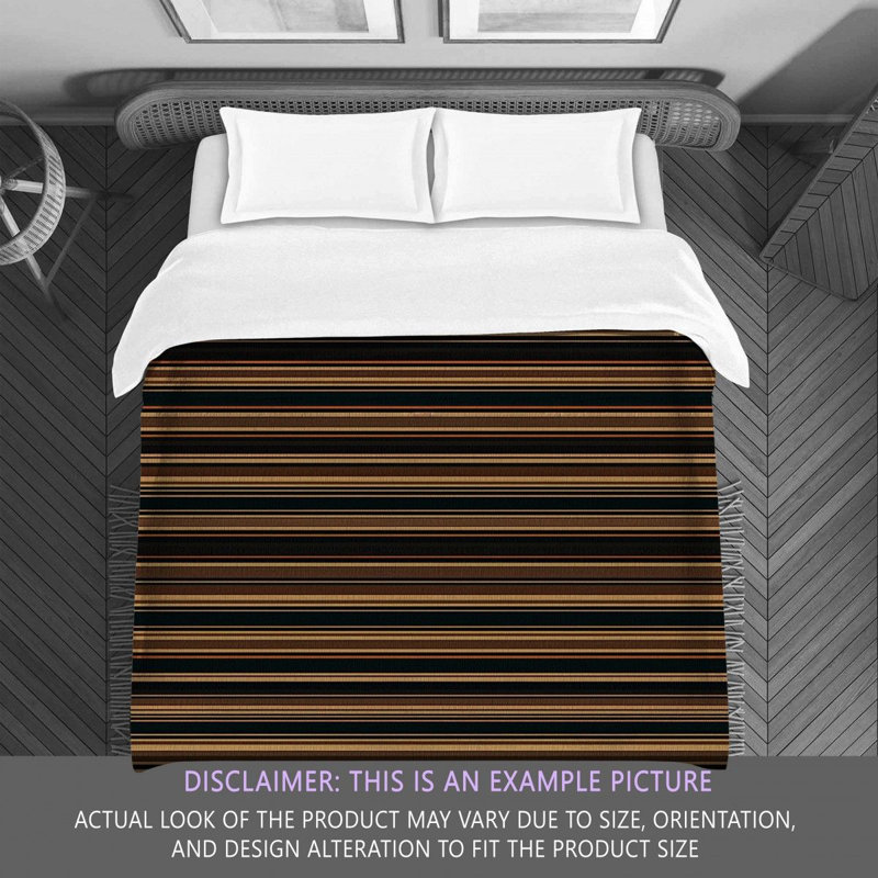 Polyester Comforter, Twin Comforter, Black/Brown Striped