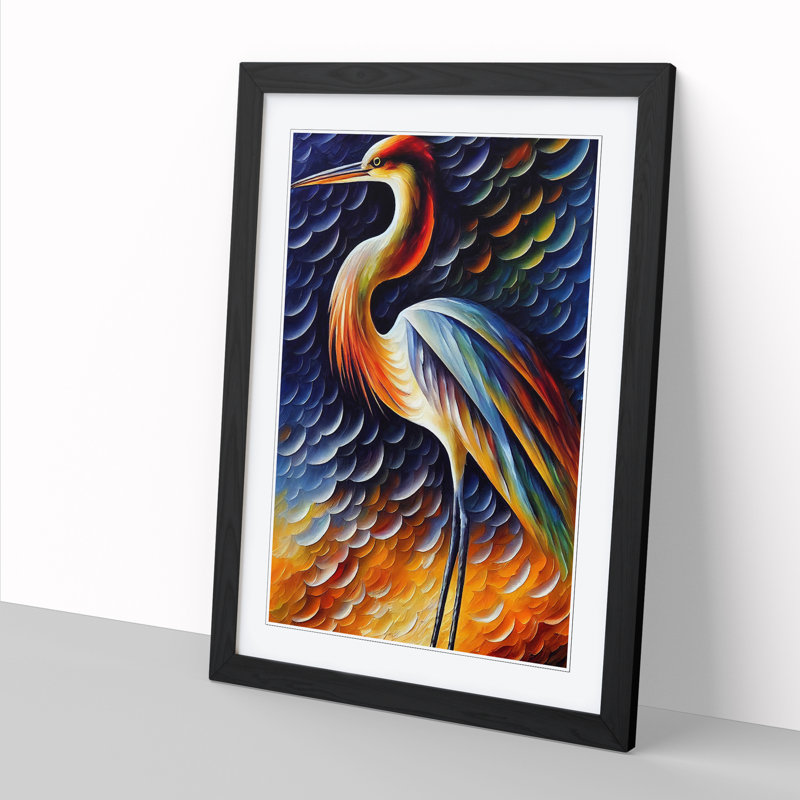 Sipple Heron Painted Vol.3 - Picture Frame Print, 64cm H x 46cm W x 2cm D, Black