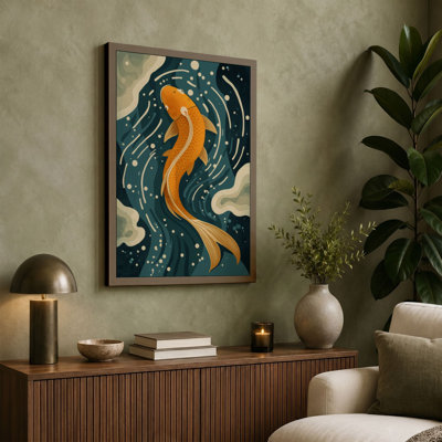 Elegant Koi in Motion Modern - Wrapped Canvas
