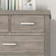 Grande commode à 6 tiroirs, commode de rangement moderne en bois gris pour l'organisation de la chambre à coucher