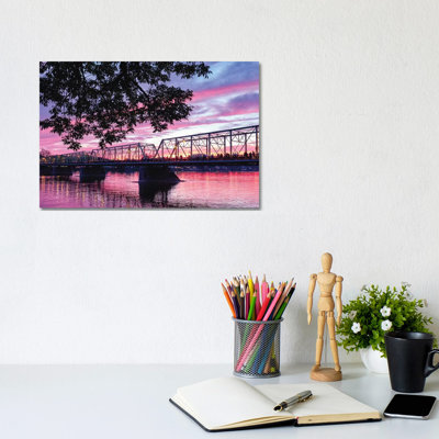 Delaware River Sunset In Lambertville, New Jersey by George Oze - Wrapped Canvas Print