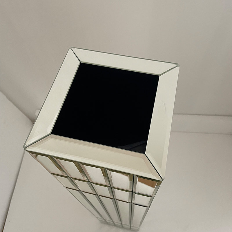 Grand vase de plancher à miroir de 29,92 po (76 cm) pour décoration intérieure Grand vase cubique en argent pour fleurs séchées