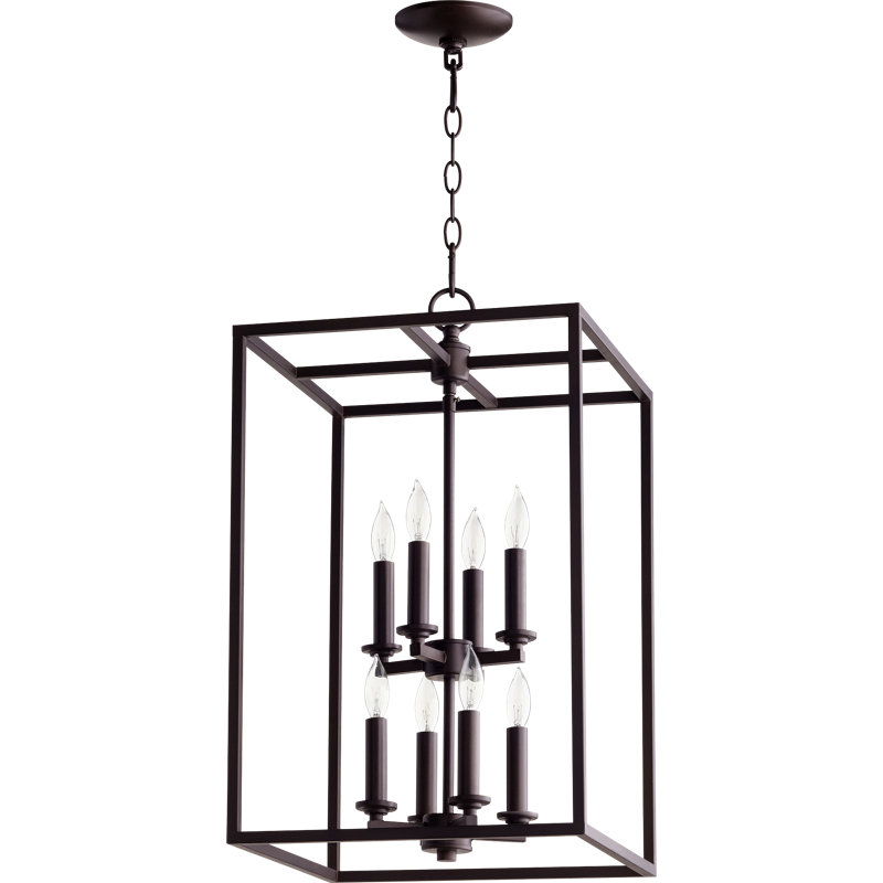 Cadre/lustre carré 8 lumières unique Molnar, Bronze huilé