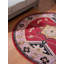 Rouge | Tapis d'intérieur beige rond en soie et laine beige noué à la main-291109678