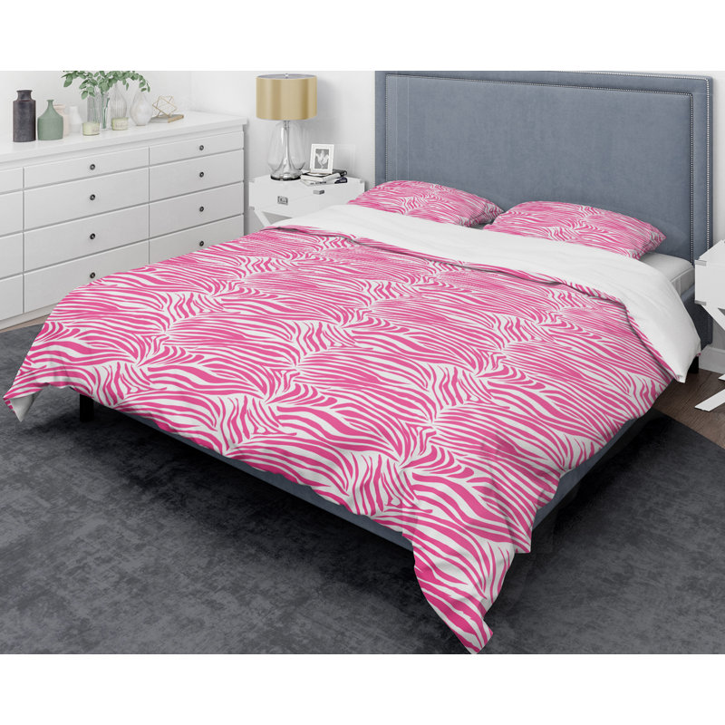 Glam Polyester Twill Animal Print Duvet Cover, Full/Queen Duvet Cover + 2 Shams