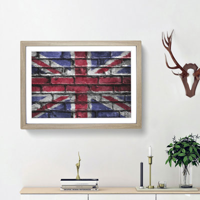 Union Jack Brick Wall Graffiti - Framed Print