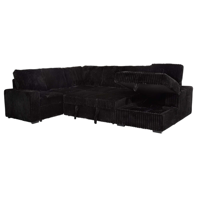 Thurston Storage Sectional Sofa, Black